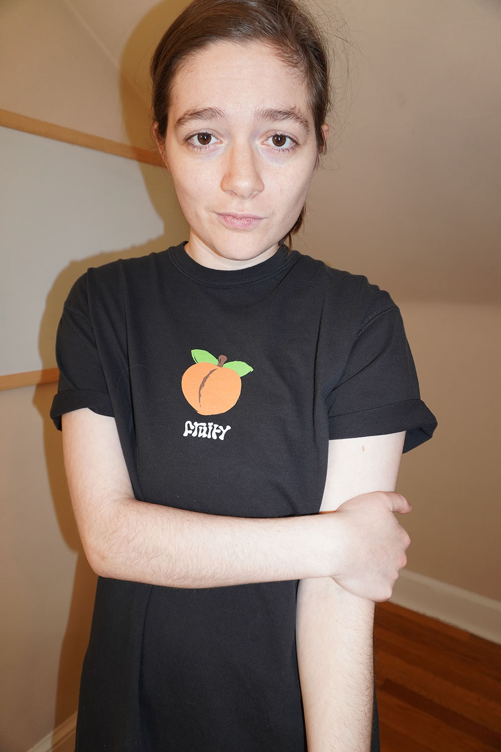 Peach Fruity Shirt Stand Inside Black T-Shirt Subtle Gay Pride Queer Fashion LGBTQ Clothing Inclusive Apparel