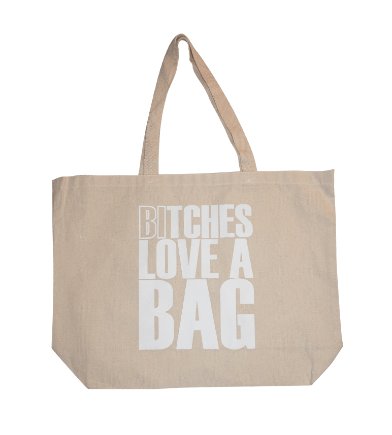 Bi Bitches Love A bag Off White Tote Bag Clear Background Subtle Gay Pride Queer Fashion LGBTQ Clothing Inclusive Apparel