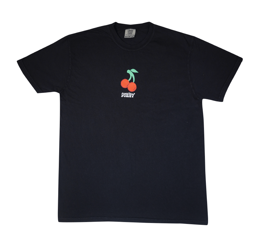 Cherry Fruity Shirt Clear Background Black T-Shirt Subtle Gay Pride Queer Fashion LGBTQ Clothing Inclusive Apparel