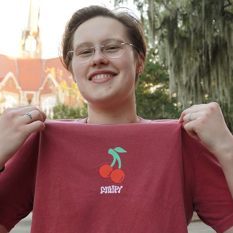 Cherry Fruity Shirt Outside UMD Campus Willow Tree Crimson T-Shirt Subtle Gay Pride Queer Fashion LGBTQ Clothing Inclusive Apparel