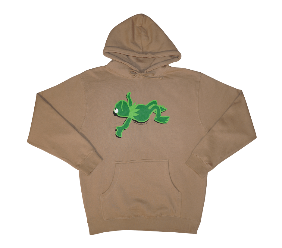 Coffee Kermit Frog Hoodie Clear Background It's Not Easy Being Gay Subtle Gay Pride Queer Fashion LGBTQ Clothing Inclusive Apparel