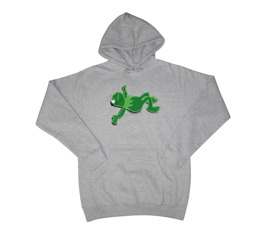 Heather Grey Kermit Frog Hoodie Clear Background It's Not Easy Being Gay Subtle Gay Pride Queer Fashion LGBTQ Clothing Inclusive Apparel