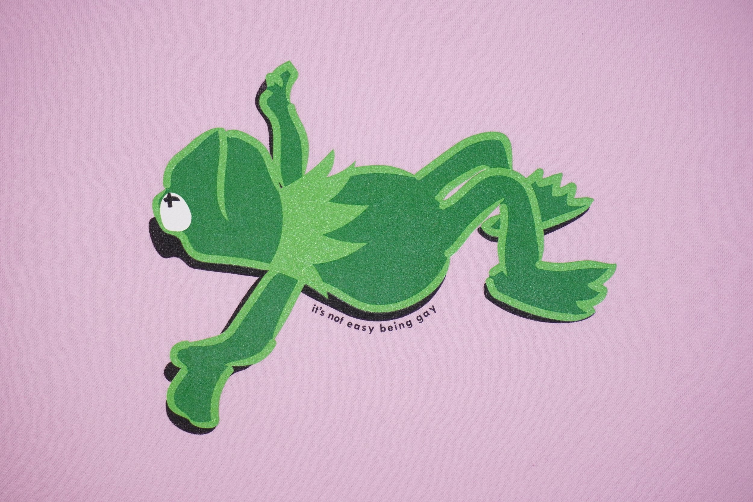 Pink Kermit Frog Hoodie It's Not Easy Being Gay Subtle Gay Pride Queer Fashion LGBTQ Clothing Inclusive Apparel