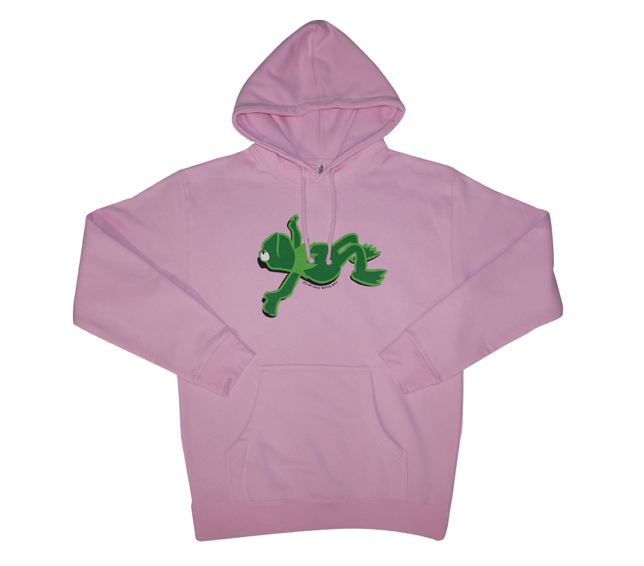 Pink Kermit Frog Hoodie Clear Background It's Not Easy Being Gay Subtle Gay Pride Queer Fashion LGBTQ Clothing Inclusive Apparel
