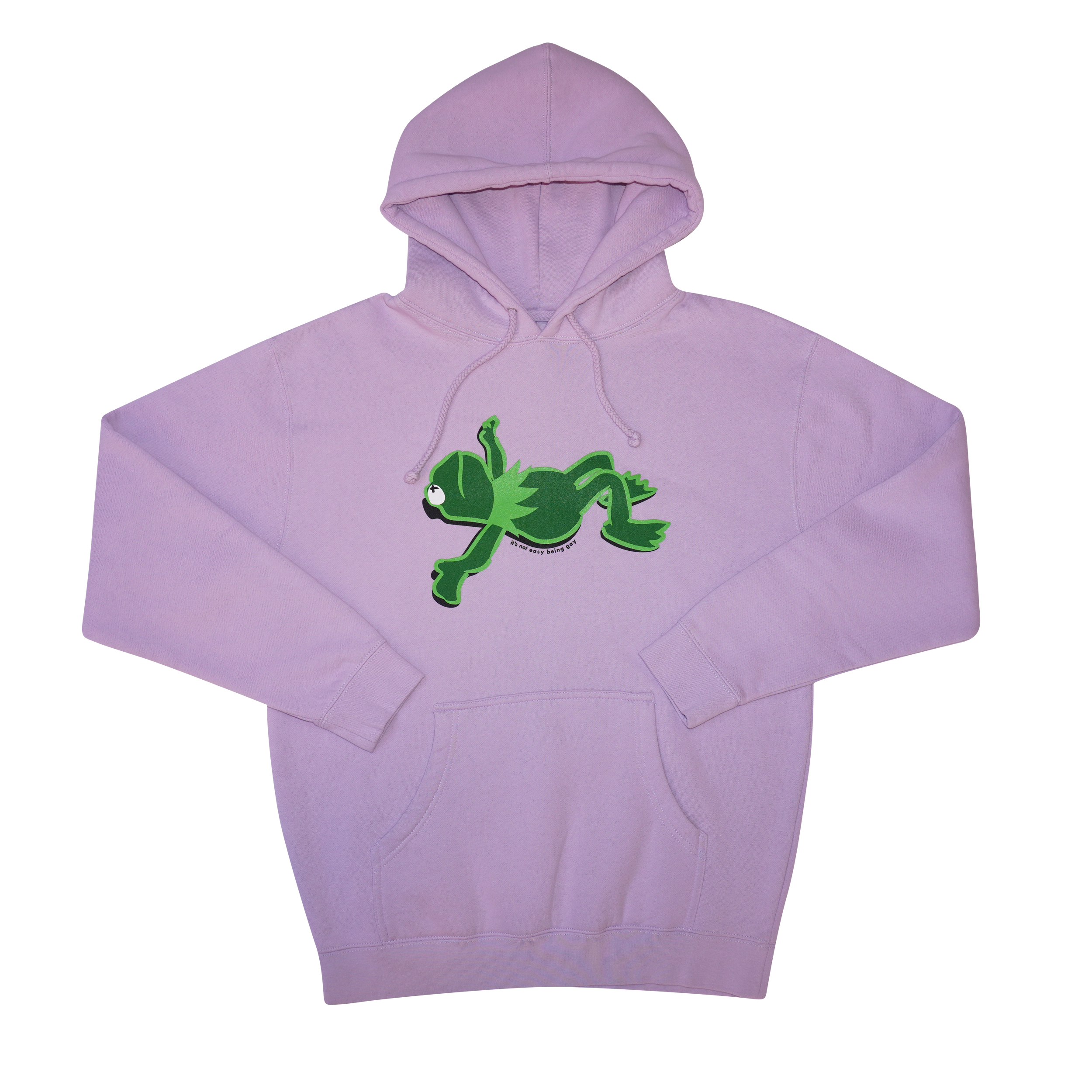 Purple Kermit Frog Hoodie Clear Background It's Not Easy Being Gay Subtle Gay Pride Queer Fashion LGBTQ Clothing Inclusive Apparel