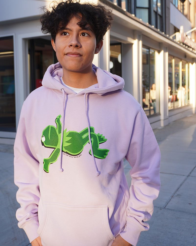 Outside Light Kermit Frog Hoodie It's Not Easy Being Gay Subtle Gay Pride Queer Fashion LGBTQ Clothing Inclusive Apparel