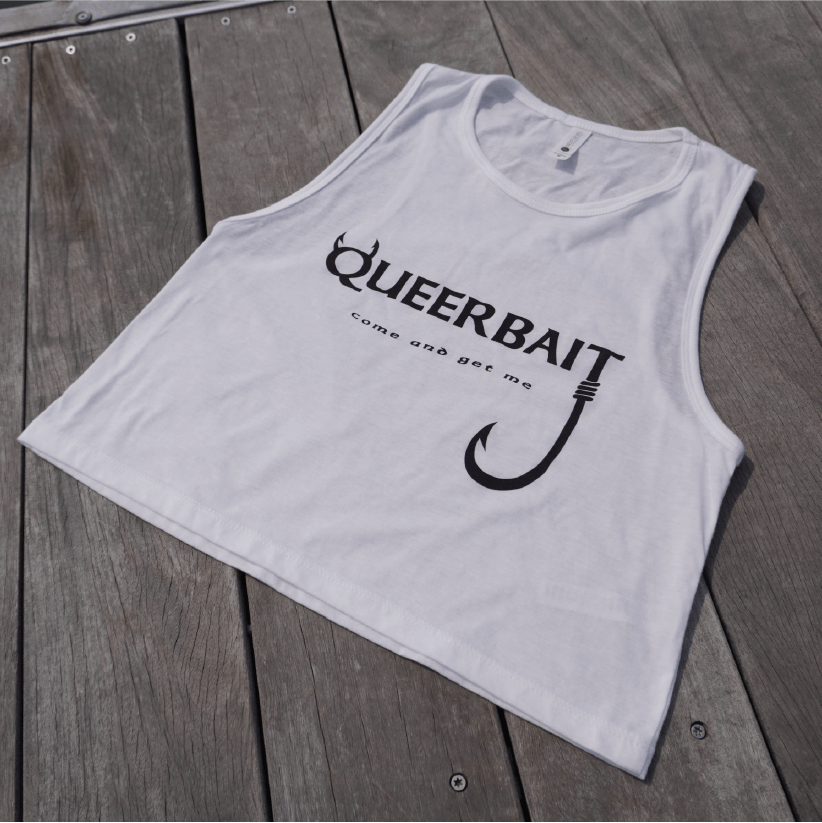 Queerbait Tank Come and get me Cropped Tank Hook Subtle Gay Pride Queer Fashion LGBTQ Clothing Inclusive Apparel