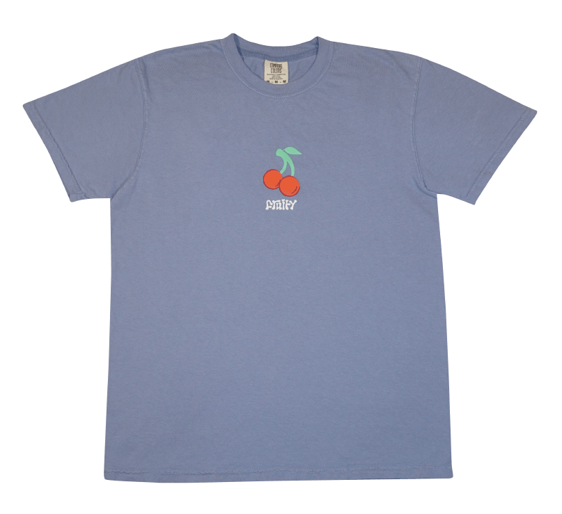 Cherry Fruity Shirt Clear Background Light Blue T-Shirt Subtle Gay Pride Queer Fashion LGBTQ Clothing Inclusive Apparel