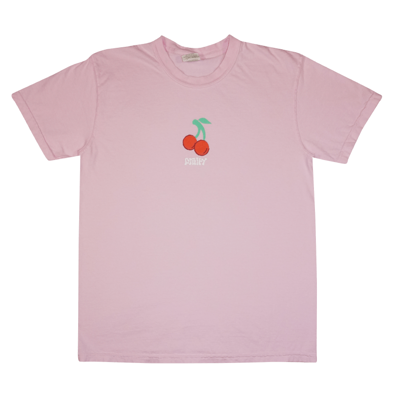 Cherry Fruity Shirt Clear Background Light Pink T-Shirt Subtle Gay Pride Queer Fashion LGBTQ Clothing Inclusive Apparel