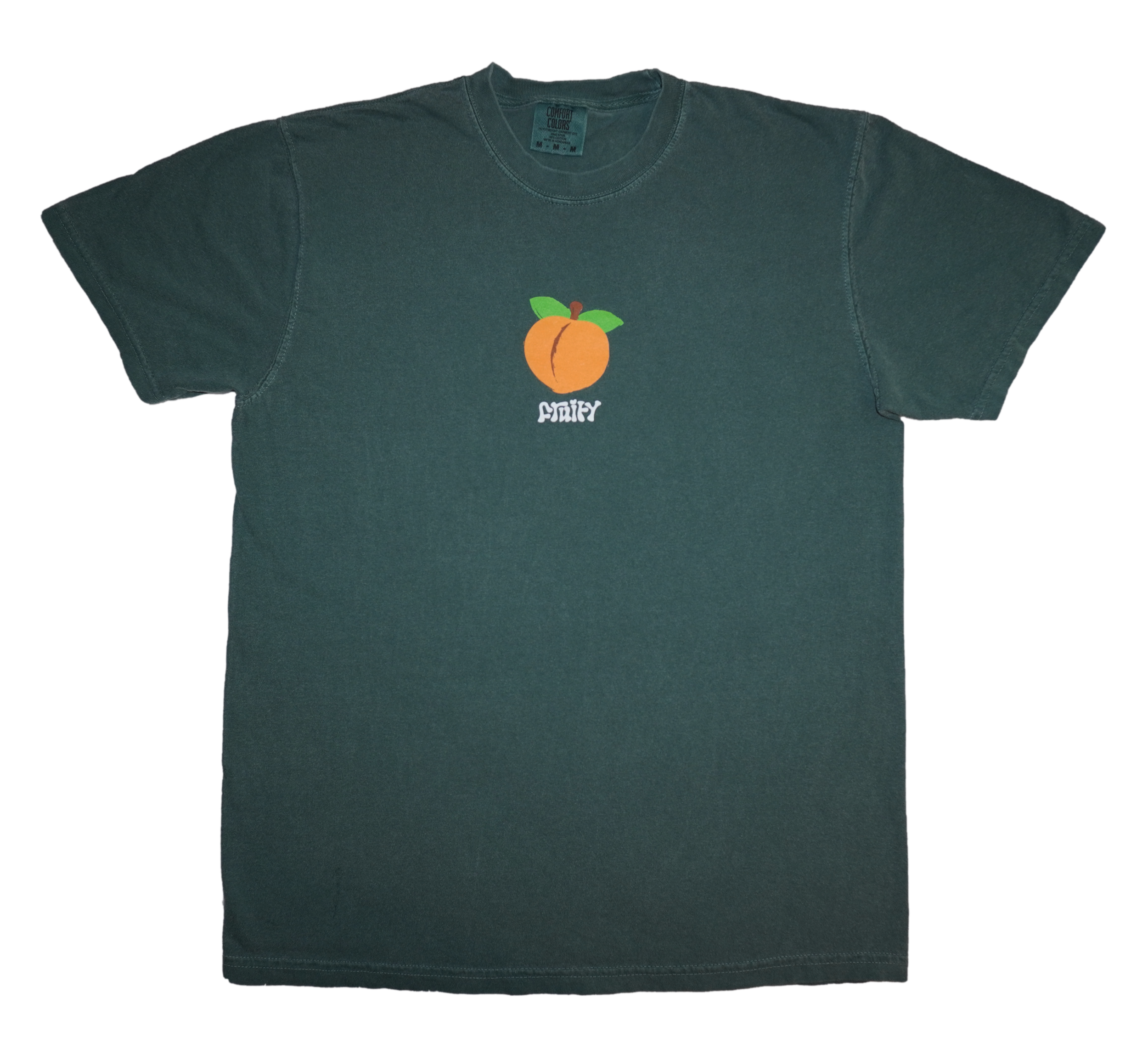 Peach Fruity Shirt Clear Background Dark Green T-Shirt Subtle Gay Pride Queer Fashion LGBTQ Clothing Inclusive Gay Apparel Gay Clothing